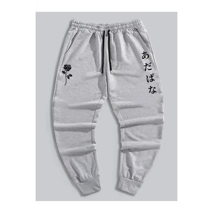 Guys Letter Floral Graphic Drawstring Eşofman Altı