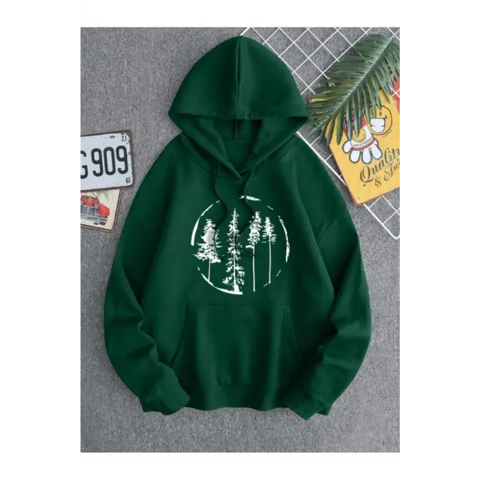 Haki Forest Oversize Kapüşonlu Sweatshirt Haki