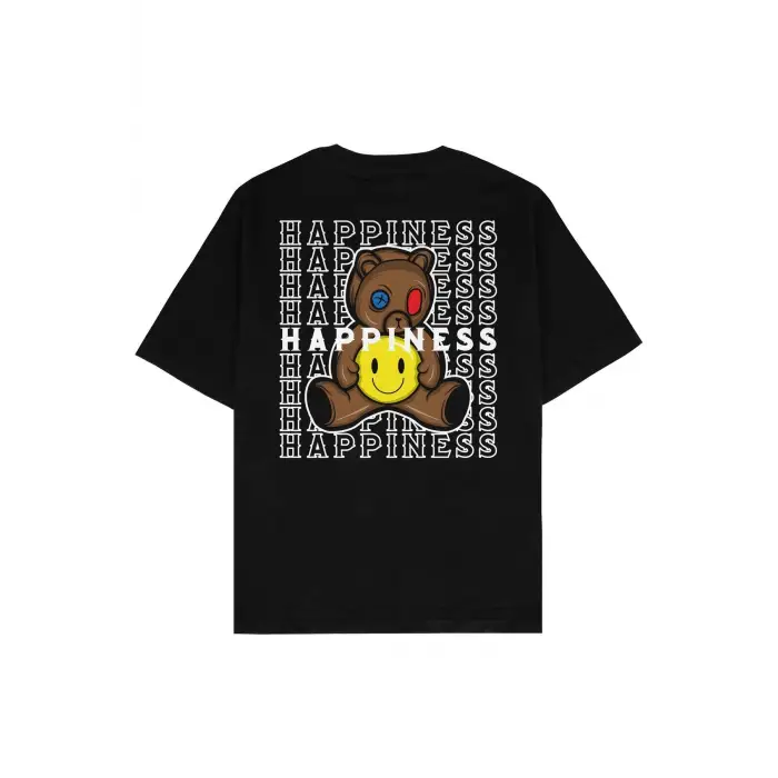 Happiness Siyah Oversize Unisex T-shirt