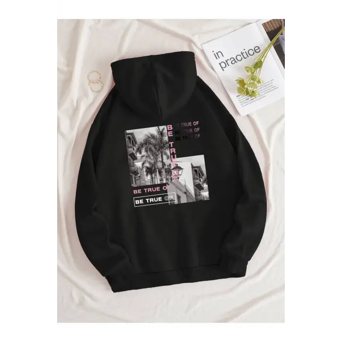 Harajuka Sokakt Yazılı Grafik Sweat Siyah