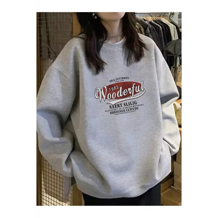 Harfli Grafik Düşük Sweat Siyah