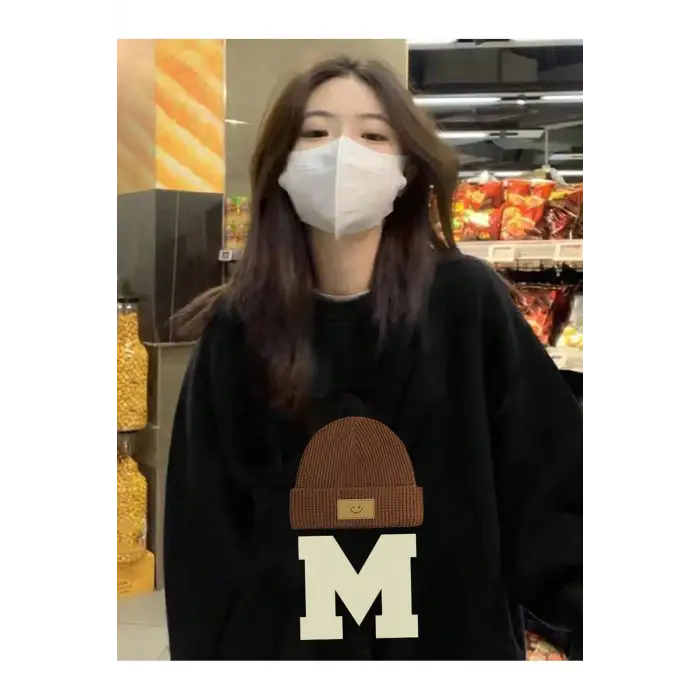 Harfli Grafik Düşük Sweat Siyah