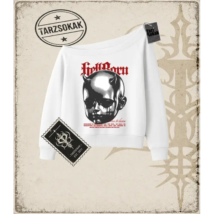 HELLBORN Kadın Kayık Yaka Sweatshirt
