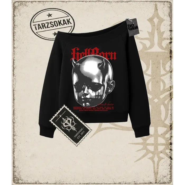 HELLBORN Kadın Kayık Yaka Sweatshirt