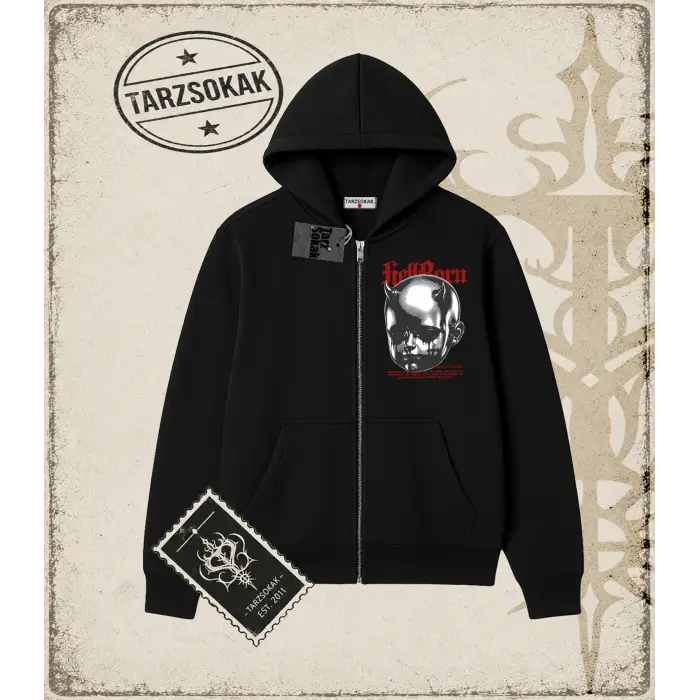 HELLBORN Oversize Unisex Hırka & Çeket Fermuarlı Sweatshirt