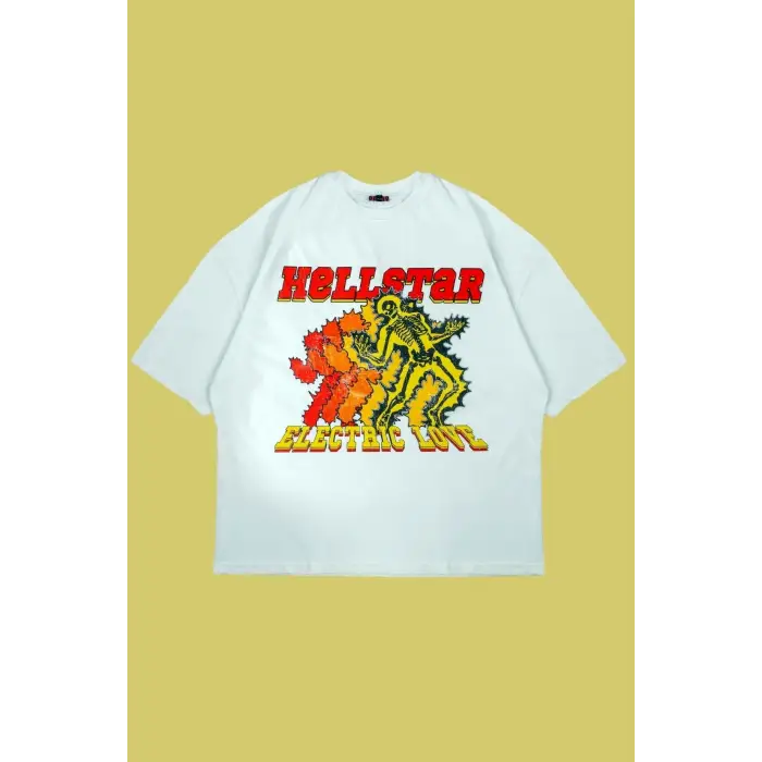 Hellstar Baskılı Beyaz Oversize Unisex