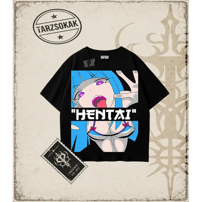 Hentai Anime Baskılı Oversize Unisex Tişört