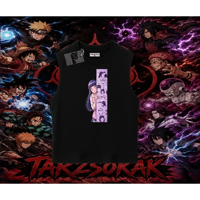 Hinata Hyuga Naruto Anime Karakteri Unisex Şort Beyaz