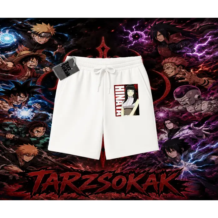 Hinata Hyuga Naruto Anime Karakteri Unisex Şort Beyaz