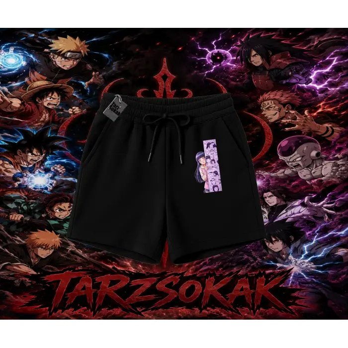 Hinata Hyuga Naruto Anime Karakteri Unisex Şort Beyaz