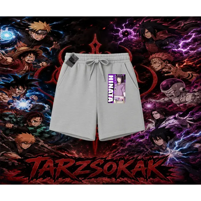 Hinata Hyuga Naruto Anime Karakteri Unisex Şort Beyaz