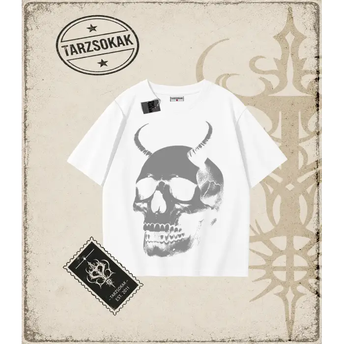HORN SKULL Oversize Unisex Tişört