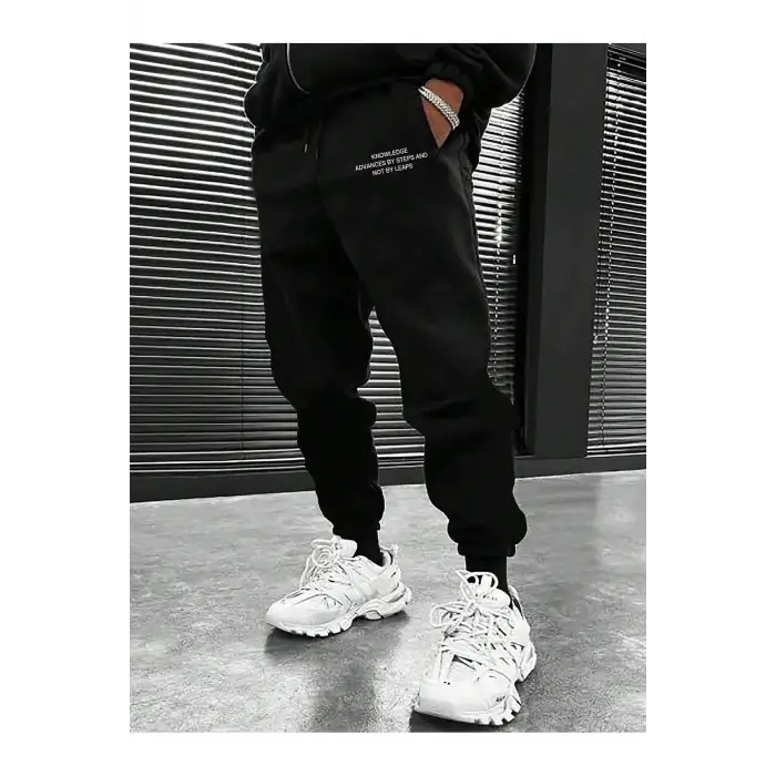 Hypemode Slogan Graphic Drawstring Waist Eşofman Altı