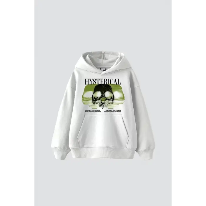 Hysterıcal Baskılı Oversize Unisex Beyaz