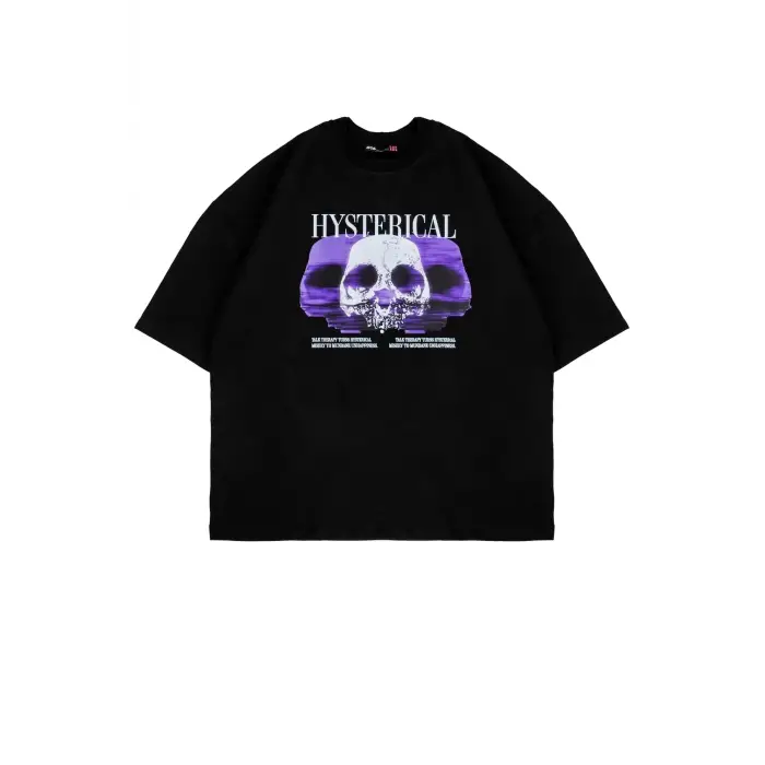 Hysterıcal Baskılı Siyah Oversize Unisex