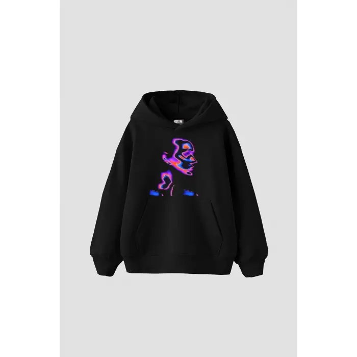 İllusion Woman Baskılı Oversize Unisex Siyah