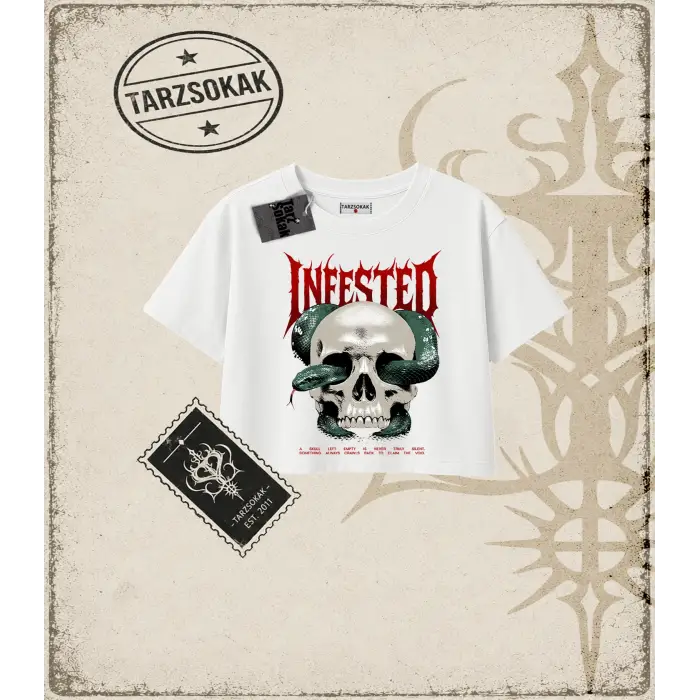 INFESTED Kadın Crop Tişört