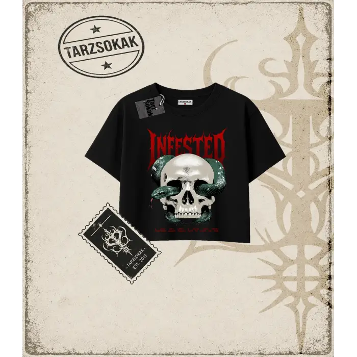 INFESTED Kadın Crop Tişört