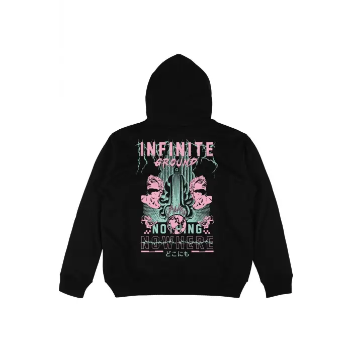 Infinite Siyah Oversize Unisex Kapüşonlu Sweatshirt Hoodie
