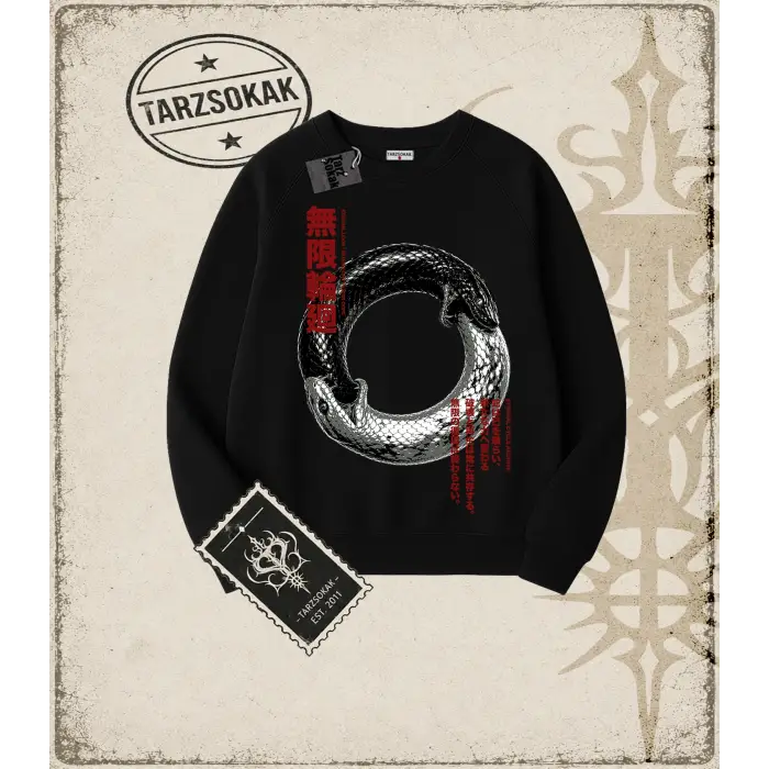 INFINITE SNAKE Oversize Unisex Bisiklet Yaka Sweatshirt