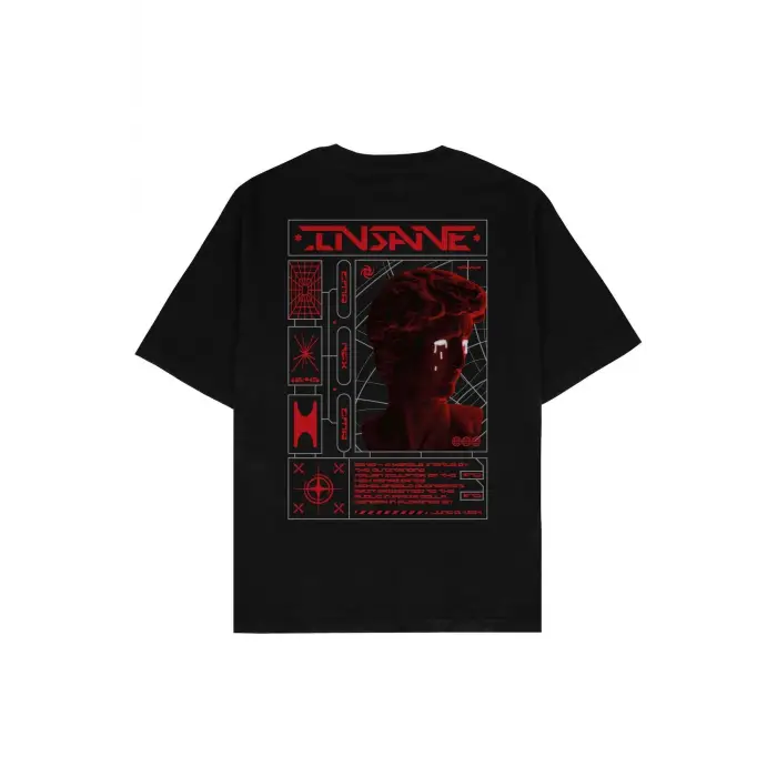 Insane Siyah Oversize Unisex T-shirt