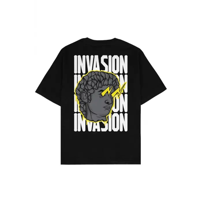 Invasion Siyah Oversize Unisex T-shirt