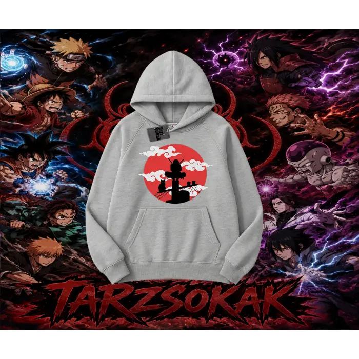 Itachi Uchiha Naruto Anime Karakteri Oversize Unisex Kapşonlu Sweatshirt Beyaz