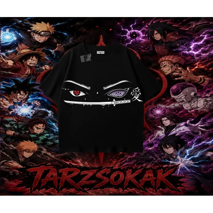 Itachi Uchiha Naruto Anime Karakteri Oversize Unisex Tişört Beyaz