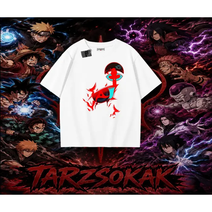 Itachi Uchiha Naruto Anime Karakteri Oversize Unisex Tişört Beyaz