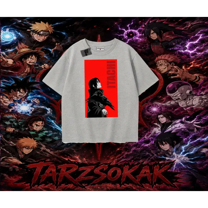 Itachi Uchiha Naruto Anime Karakteri Oversize Unisex Tişört Beyaz