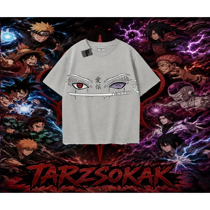 Itachi Uchiha Naruto Anime Karakteri Oversize Unisex Tişört Beyaz