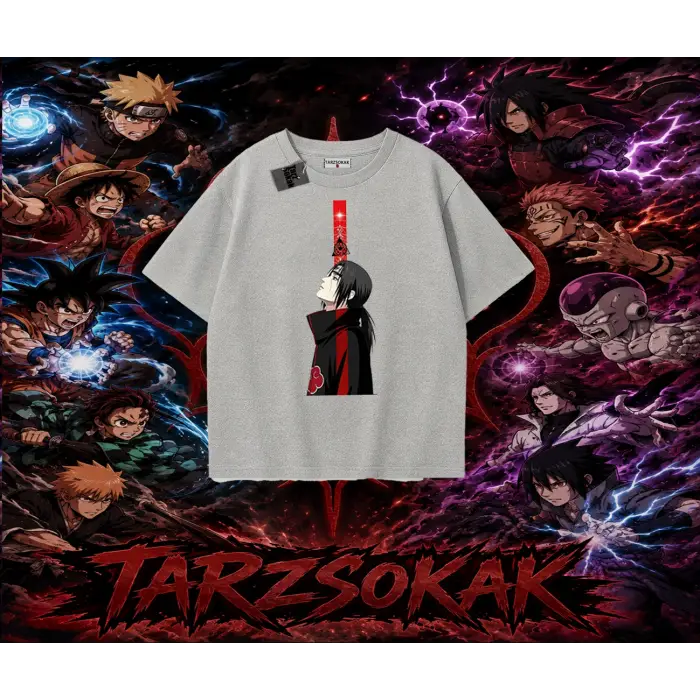 Itachi Uchiha Naruto Anime Karakteri Oversize Unisex Tişört Beyaz
