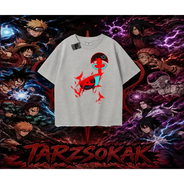 Itachi Uchiha Naruto Anime Karakteri Oversize Unisex Tişört Beyaz