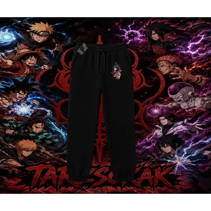 Itachi Uchiha Naruto Anime Karakteri Unisex Jogger Eşofman Altı Beyaz