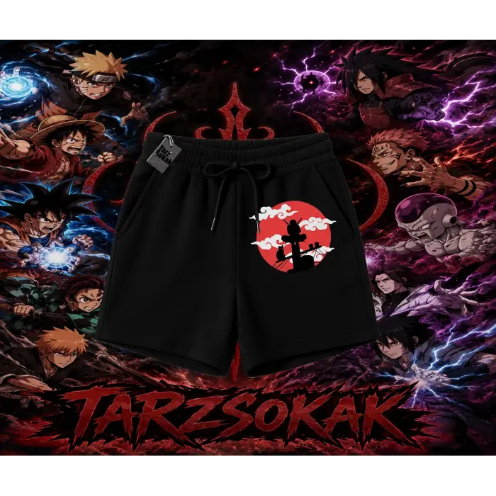 Itachi Uchiha Naruto Anime Karakteri Unisex Şort Beyaz