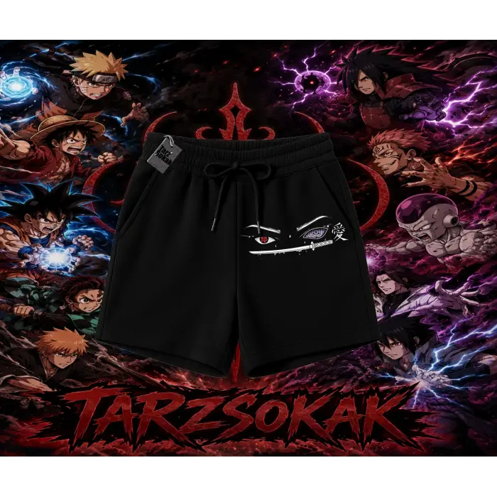Itachi Uchiha Naruto Anime Karakteri Unisex Şort Beyaz