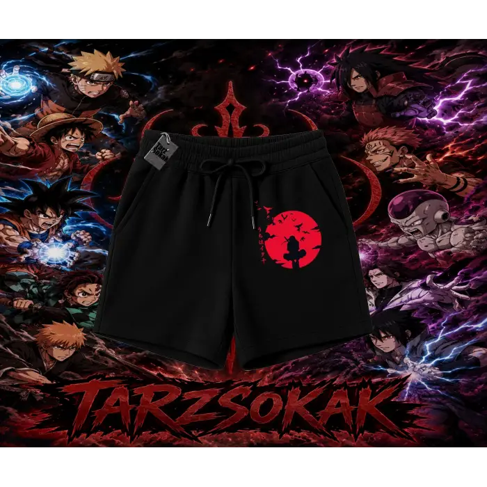 Itachi Uchiha Naruto Anime Karakteri Unisex Şort Beyaz