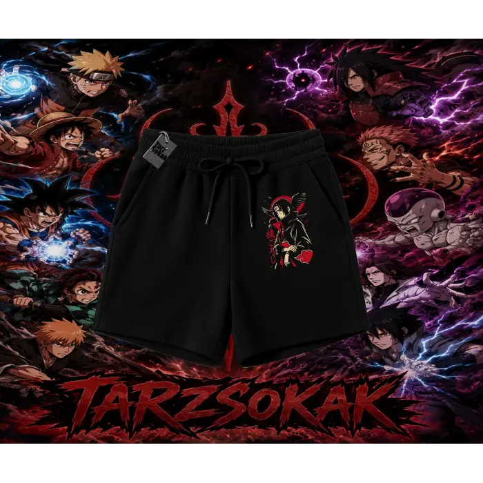 Itachi Uchiha Naruto Anime Karakteri Unisex Şort Beyaz