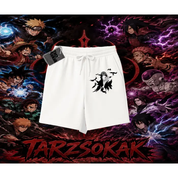 Itachi Uchiha Naruto Anime Karakteri Unisex Şort Beyaz