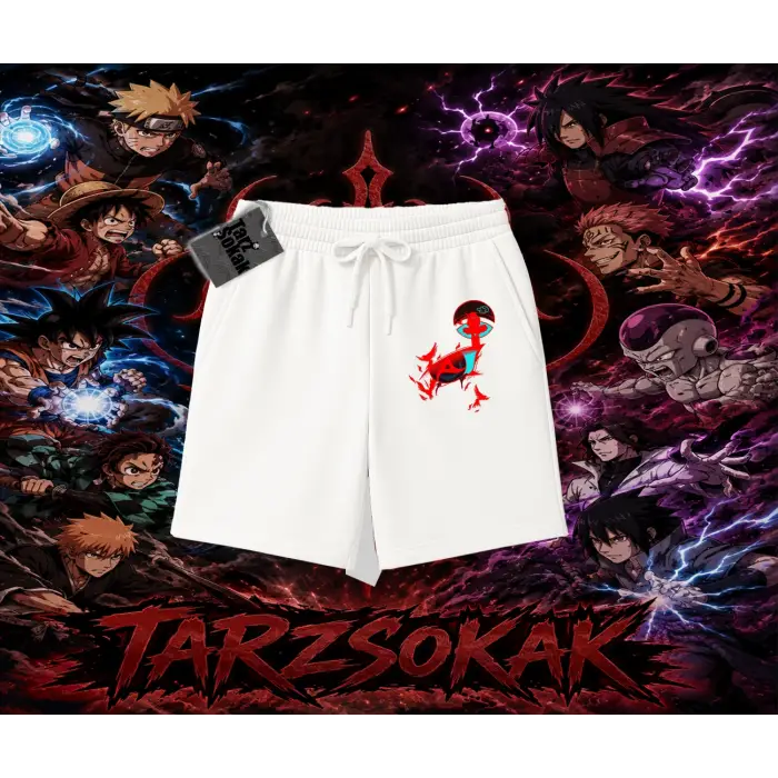 Itachi Uchiha Naruto Anime Karakteri Unisex Şort Beyaz