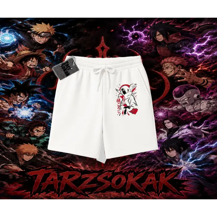 Itachi Uchiha Naruto Anime Karakteri Unisex Şort Beyaz