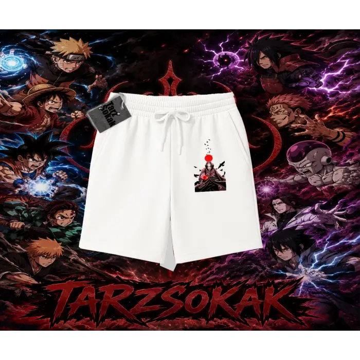 Itachi Uchiha Naruto Anime Karakteri Unisex Şort Beyaz