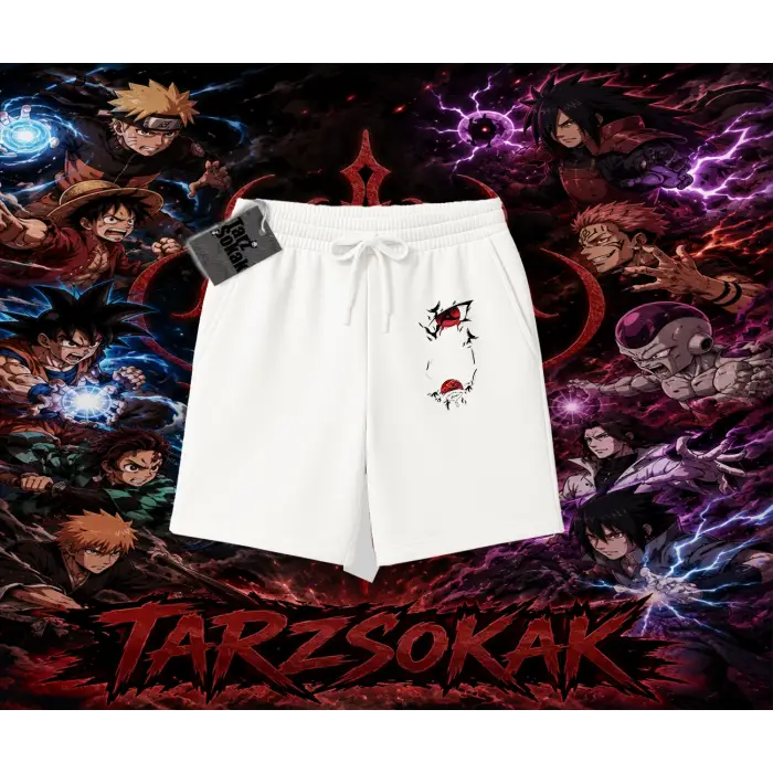 Itachi Uchiha Naruto Anime Karakteri Unisex Şort Beyaz