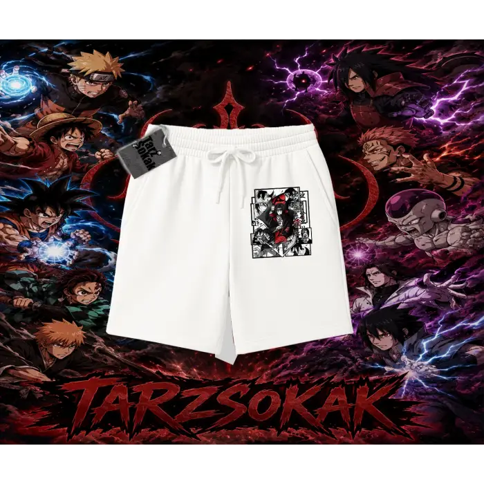 Itachi Uchiha Naruto Anime Karakteri Unisex Şort Beyaz