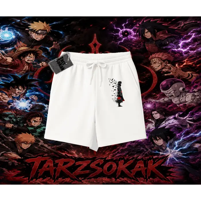 Itachi Uchiha Naruto Anime Karakteri Unisex Şort Beyaz