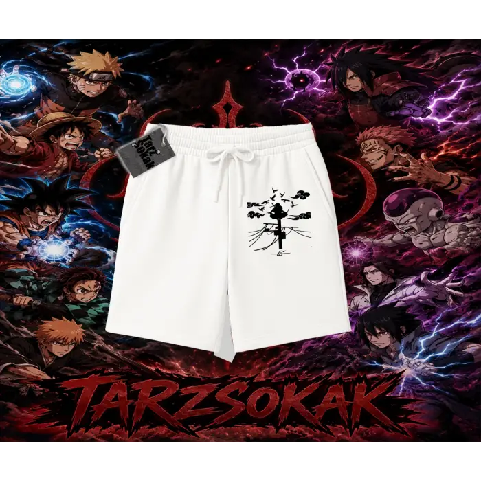 Itachi Uchiha Naruto Anime Karakteri Unisex Şort Beyaz