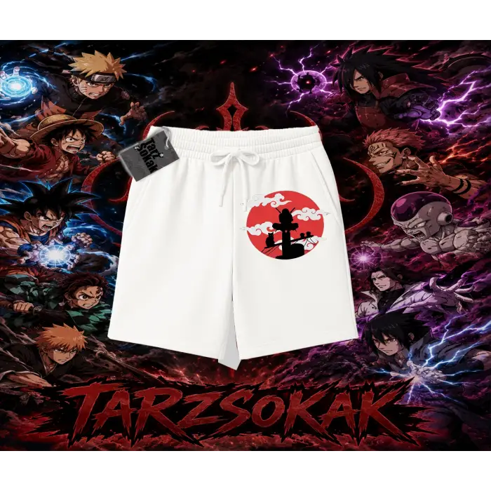 Itachi Uchiha Naruto Anime Karakteri Unisex Şort Beyaz