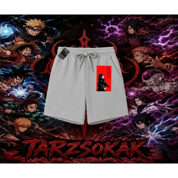 Itachi Uchiha Naruto Anime Karakteri Unisex Şort Beyaz