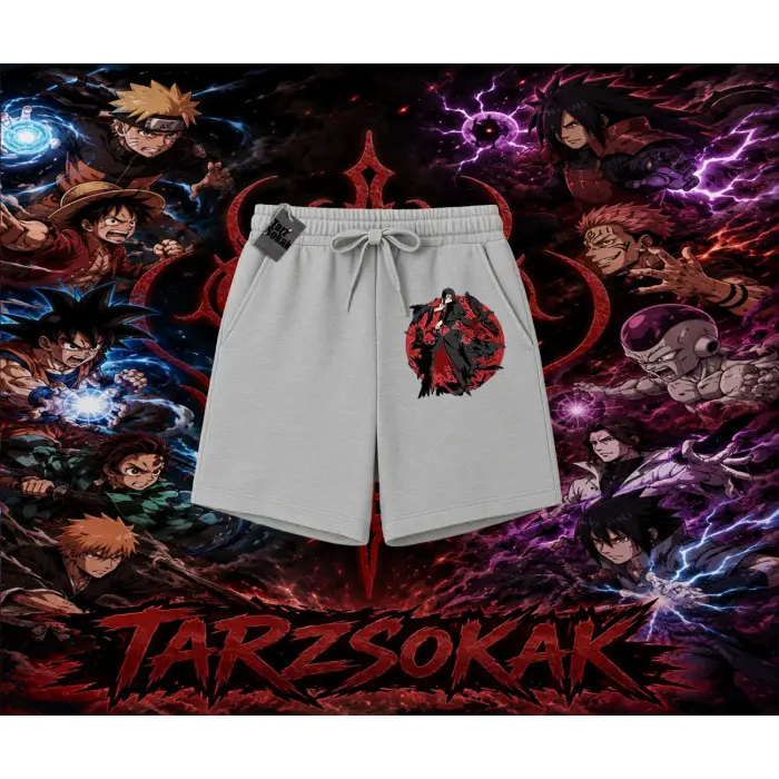 Itachi Uchiha Naruto Anime Karakteri Unisex Şort Beyaz