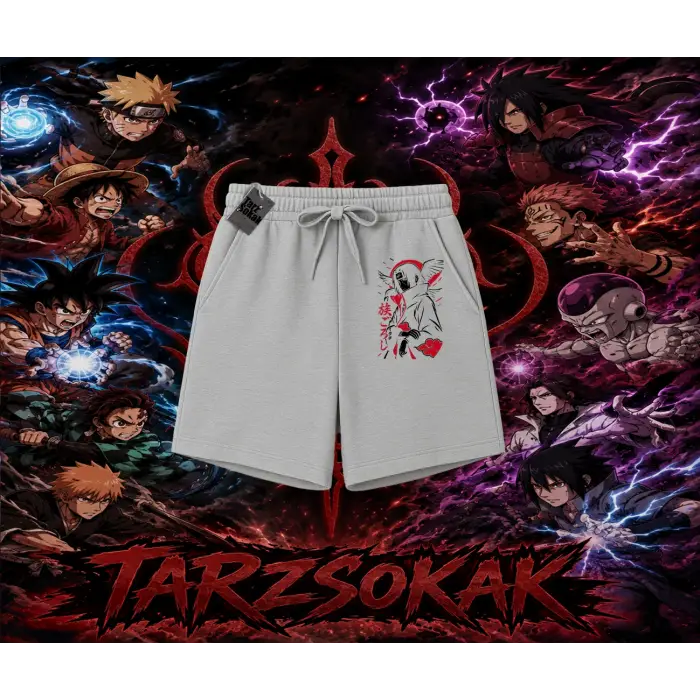 Itachi Uchiha Naruto Anime Karakteri Unisex Şort Beyaz